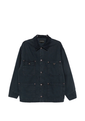Emporio Armani corduroy-collar logo-plaque jacket - Blue