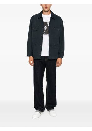 Emporio Armani corduroy-collar logo-plaque jacket - Blue