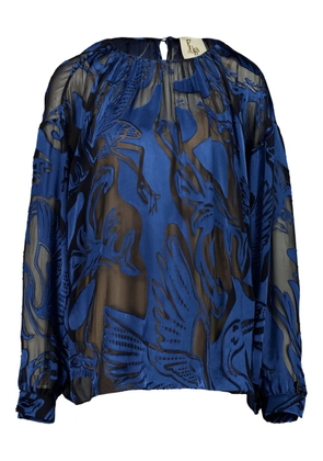 PAULA devoré blouse - Blue
