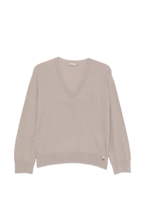 Herno sequin-embellished V-neck sweater - Neutrals