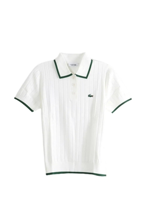 Lacoste ribbed-knit logo-patch polo shirt - White