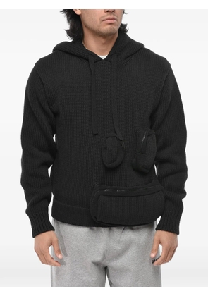 Off-White multi-pocket knit hoodie - Black