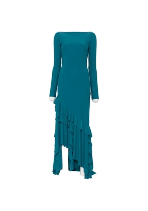 Love Moschino ruffled long-sleeve asymmetric dress - Blue