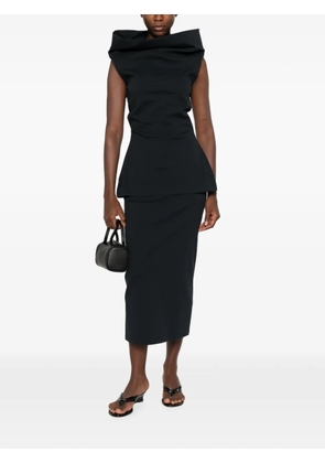 Issey Miyake asymmetric-neck top - Blue