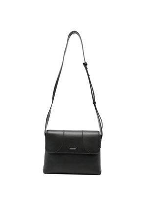 Emporio Armani logo-plaque leather shoulder bag - Black