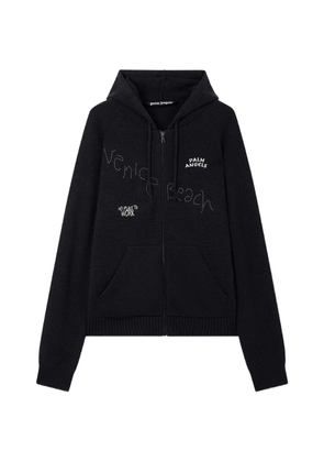 Palm Angels Surfer Dreams knit zip-up hoodie - Black