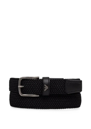 Emporio Armani braided leather-trim belt - Black