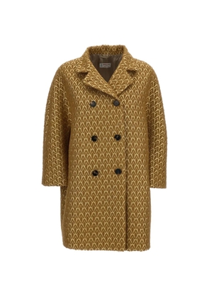 Alberto Biani double-breasted metallic-finish coat - Gold