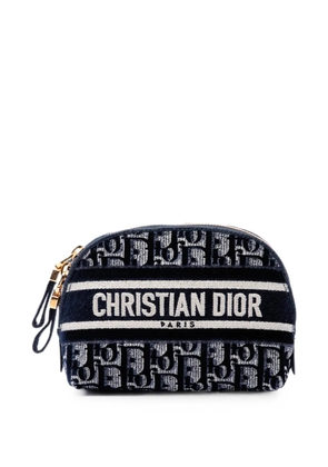 Christian Dior Pre-Owned 2021 Oblique Embroidered Velvet Cosmetic pouch - Blue