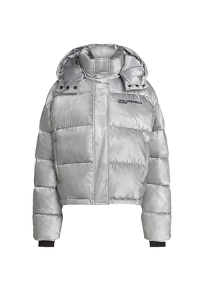Karl Lagerfeld Jeans cropped shiny puffer jacket - Silver