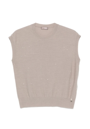 Herno sequin-embellished cap-sleeve vest - Neutrals