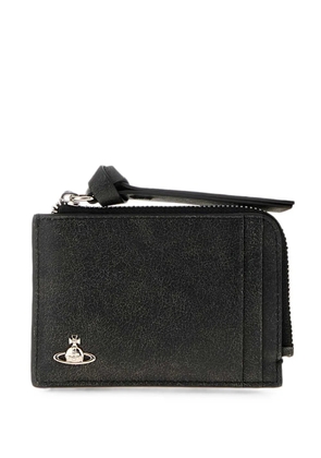 Vivienne Westwood Orb-plaque zip-around card holder - Black