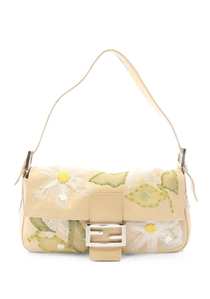 Fendi Pre-Owned 2010s Mamma Baguette flower-embroidered shoulder bag - Neutrals