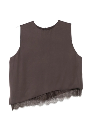 Vince lace-trim sleeveless blouse - Brown