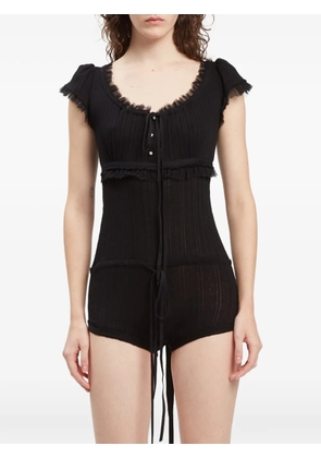 Ann Demeulemeester Eila ruffled jacquard-jersey playsuit - Black