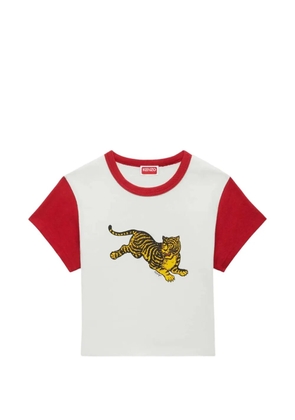 Kenzo jumping tiger cropped cotton T-shirt - White