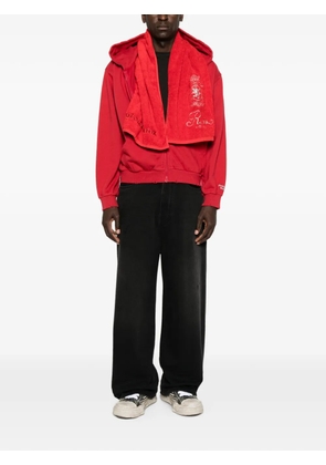 PROTOCOL INDEX Terry graphic-print zip-up sweatshirt - Red