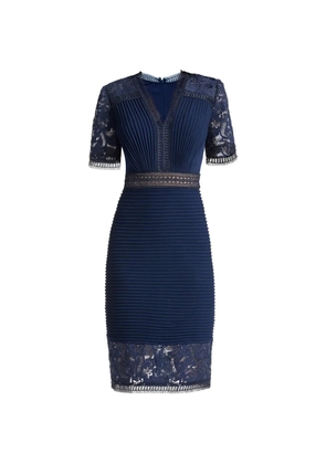 Tadashi Shoji Brone lace-panelled pintuck midi dress - Blue