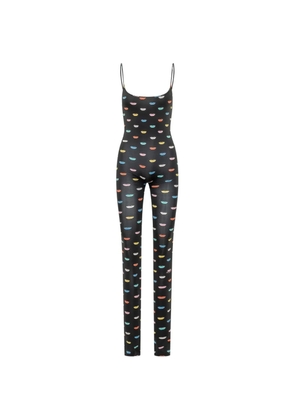 Fiorucci lips-print spaghetti-strap jumpsuit - Black