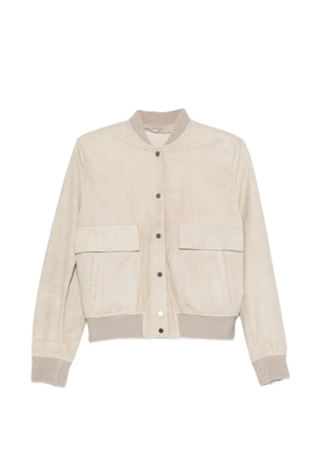 Salvatore Santoro button-down suede bomber jacket - Neutrals