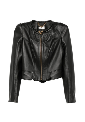 Elisabetta Franchi peplum-hem leather jacket - Black