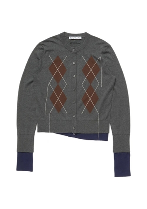 Acne Studios argyle-intarsia layered cardigan - Grey