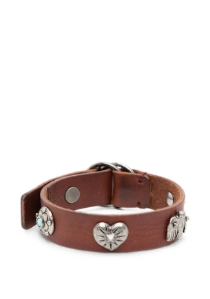 Valentino Garavani charm-embellished leather bracelet - Brown