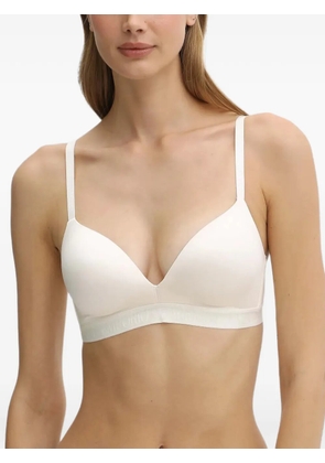 Emporio Armani logo-tape triangle bra - White