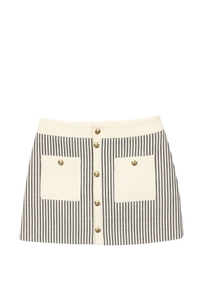 Celine Pre-Owned 2010s Triomphe button striped mini skirt - White