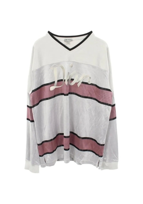 Christian Dior Pre-Owned Logo-embroidered long-sleeve V-neck T-shirt - White