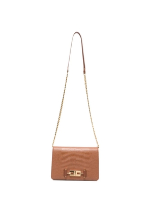 Elisabetta Franchi lizard-effect logo-plaque shoulder bag - Brown