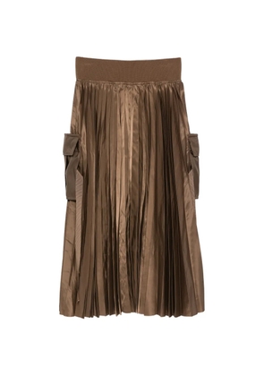 sacai pleated midi skirt - Brown
