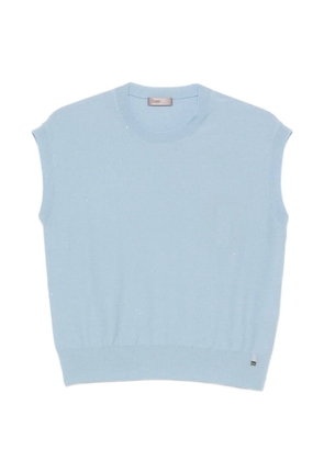 Herno sequin-embellished cap-sleeve vest - Blue