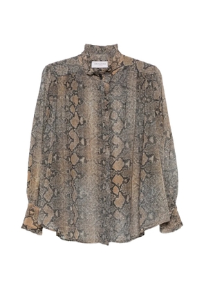 ERMANNO FIRENZE snake-print ruffled shirt - Neutrals