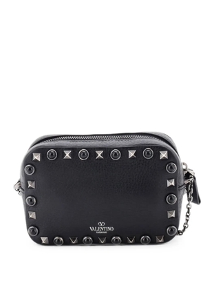Valentino Garavani Pre-Owned Rolling Rockstud Camera Leather with Cabochons crossbody bag - Black