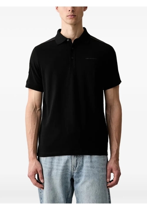 Karl Lagerfeld logo-print tape-detail polo shirt - Black