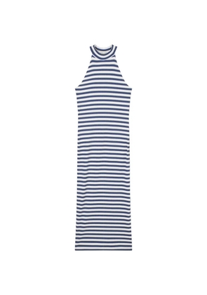 Ea7 Emporio Armani striped ribbed-knit dress - Blue
