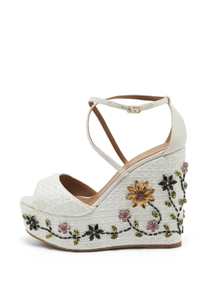 Le Silla crystal-embellished wedge sandals - White