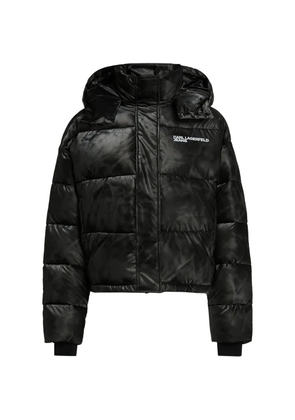 Karl Lagerfeld Jeans cropped shiny puffer jacket - Black