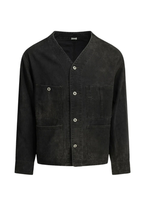 A.PRESSE Engineer collarless multi-pocket denim jacket - Black