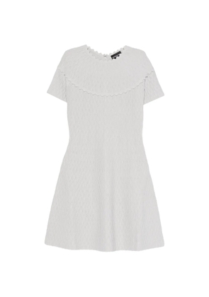 Emporio Armani scalloped-trim textured-finish mini dress - Grey