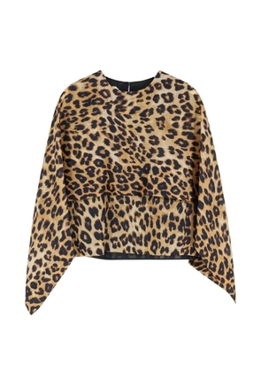 Alberta Ferretti animal-print cape-detail blouse - Neutrals