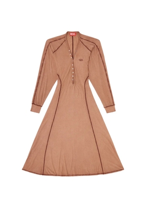 Diesel midi dress in ribbed jersey with batwing-sleeves - Brown
