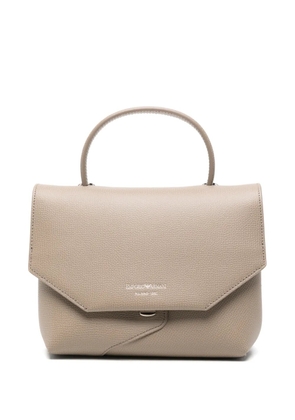 Emporio Armani grained-leather mini tote bag - Neutrals