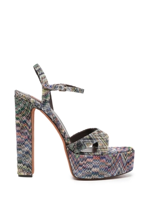 Missoni zigzag-knit heeled sandals - Blue