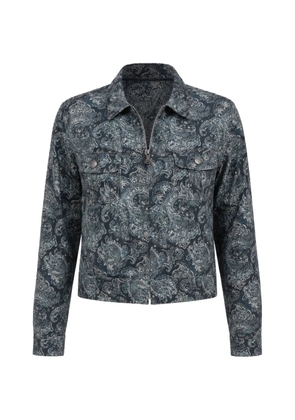R13 paisley-pattern cropped shirt jacket - Blue