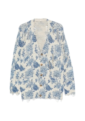 R13 floral-print distressed cardigan - Neutrals