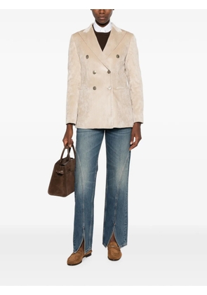 Lardini double-breasted corduroy blazer - Neutrals