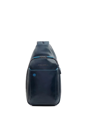 PIQUADRO logo-plaque leather backpack - Blue