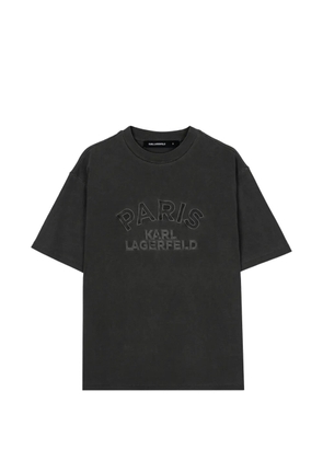 Karl Lagerfeld logo-embroidered acid-wash T-shirt - Black
